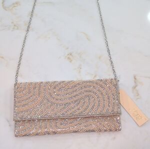 Jewel Badgley Mischka Silver and Cream Clutch